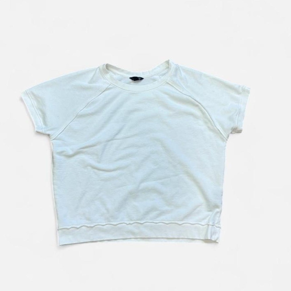 Buffalo David Bitton Cream Cropped Short Sleeve Top Womens L